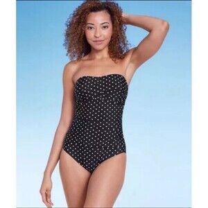 Women's Polka Dot Twist-Front Full Coverage Tummy Control One Piece Swimsuit -